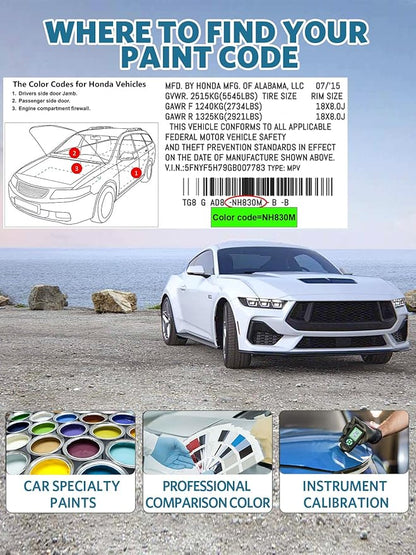B-593M Aegean/Diffused Sky Blue Metallic Car Touch Up Paint for Honda, Color Match Auto Paint Repair Pen,Professional Car Scratch Repair Remover Pen Quick Drying, Easy to Use