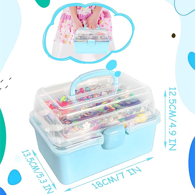 LINAYE 2500+PCS Arts and Crafts Supplies for Kids, DIY Craft Supplies Kit Box for Ages 6-8, Arts and Crafts Kit for Kids, Crafting Supply Set for Girls Boys Birthday Christmas Gifts, Light Blue