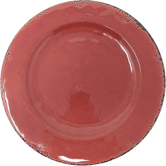Gianna's Home 12 Piece Rustic Farmhouse Melamine Dinnerware Set, Service for 4 (Red)