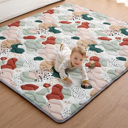Blissful Diary Baby Play Mats for Floor, 71x59 Inch Thicker Foam Playmats for Babies and Toddlers, Soft Cushioning Baby Crawling Mat, Modern Abstract