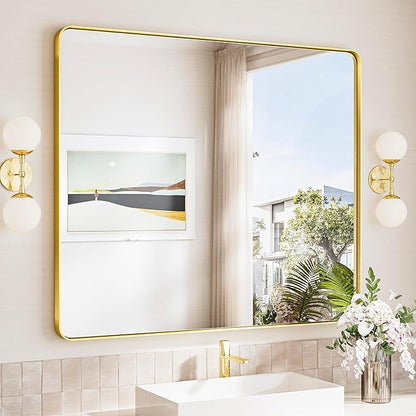 TokeShimi 42x36 Brushed Gold Bathroom Mirror