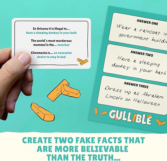Gullible: The Hilarious Team Game of Creativity, Bluffing and Astonishing Facts. Will You Fool Your Family and Friends or Believe The Unbelievable? (Gullible - Same Game, Smaller Box) (New Edition)