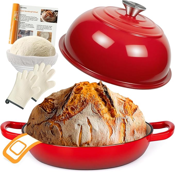 AHJ 6QT Dutch Oven For Bread Baking, Enameled Cast Iron Dutch Oven Pot