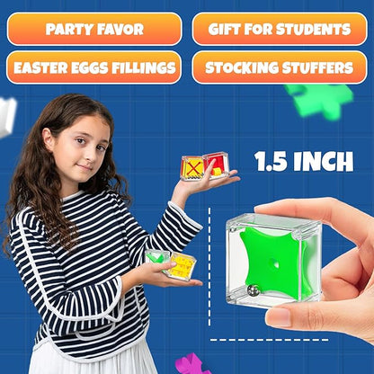 Bedwina Mini Cube Puzzle Box Set, 72-Pack Balance IQ Party Favor Games for Kids, Teens, Adults, 1.5 Inch Mini Games for Kids 3D Brain Teaser Maze Ball Puzzles Toy Stocking Stuffers Bulk
