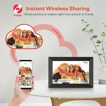 BIGASUO Digital Picture Frame, 10.1" Frameo Digital Frame WiFi