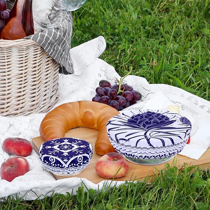 5 Pieces Bowl Covers Reusable, 5 Size Elastic Cloth Bowl Covers