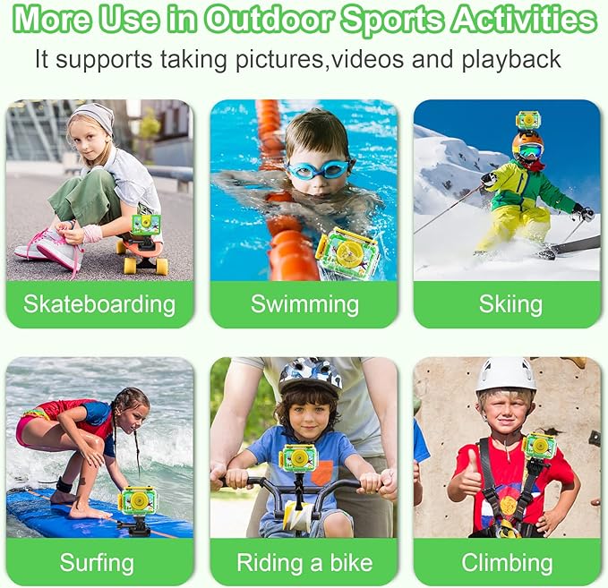 GKTZ Kids Camera - Waterproof Underwater Camera for Kids, Christmas Birthday Gifts for Boys Age 3-12, 1080P HD Children Digital Action Camera, Pool Toys for Kids Age 4-12
