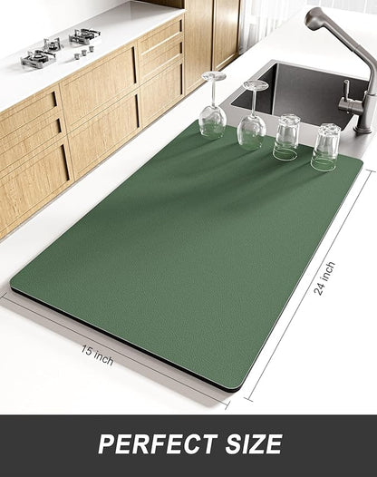 Rnivvi Dish Drying Mat for Kitchen Counter, XL 15 x 24" Super Absorbent Drainer