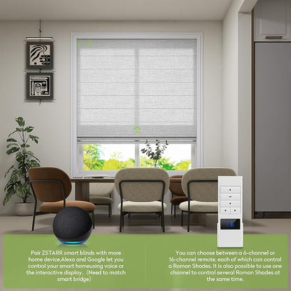 ZSTARR Smart Roman Shades Rechargeable Motorized Blinds
