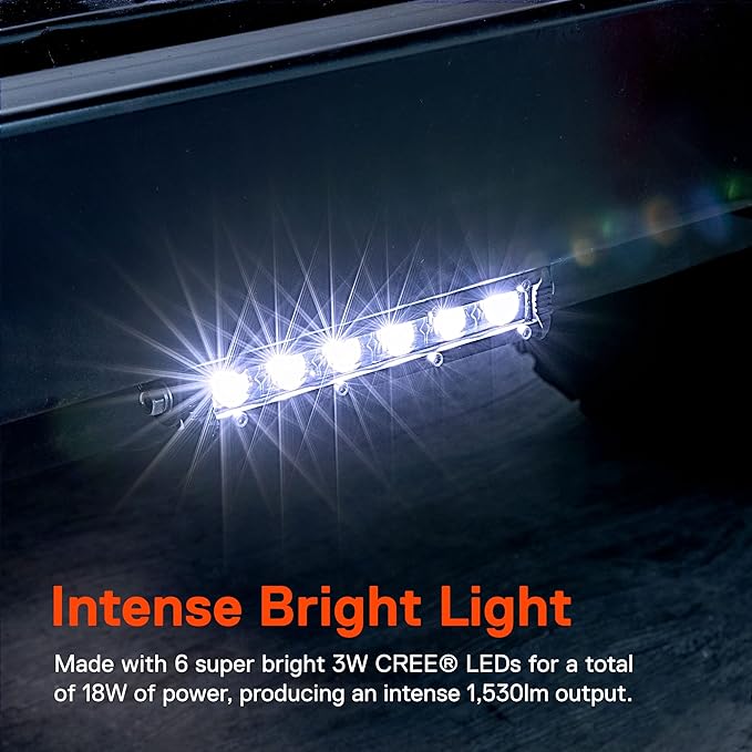 True Mods 2pc 7" Ultra-Slim Single Row Off Road LED Light Bar [1530lm] [18W] [IP68 Waterproof] [12V - 24V] Fog/Driving/Work Lights for Trucks ATV Cars - 60 Degrees Flood Light