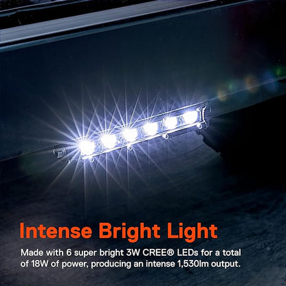 True Mods 2pc 7" Ultra-Slim Single Row Off Road LED Light Bar [1530lm] [18W] [IP68 Waterproof] [12V - 24V] Fog/Driving/Work Lights for Trucks ATV Cars - 60 Degrees Flood Light