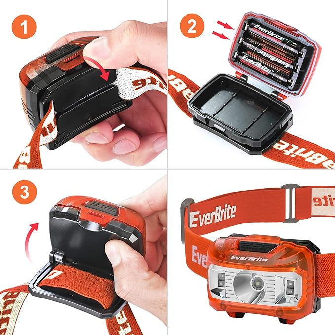 EverBrite Headlamp, 2 Pack Kids Headlamp with Red Light and Memory Function, Head Lamp for Adults and Kids with 5 Modes, Bright Headlamps for Camping, Running, Batteries Included