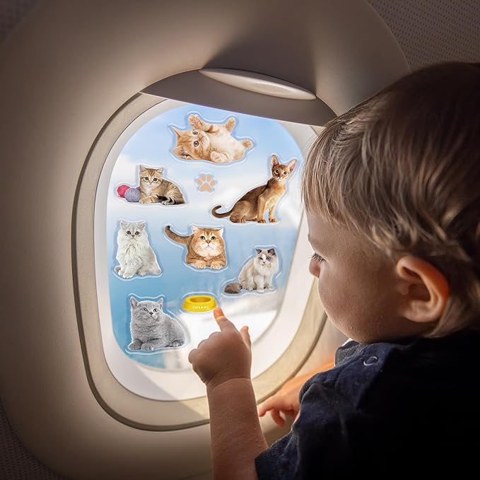 20 Pcs Cat Thick Gel Clings Kitten Window Gel Clings Decals Stickers for Kids Toddlers and Adults Cute Reusable Window Clings for Home Airplane Classroom Nursery Cat Party Supplies Decorations