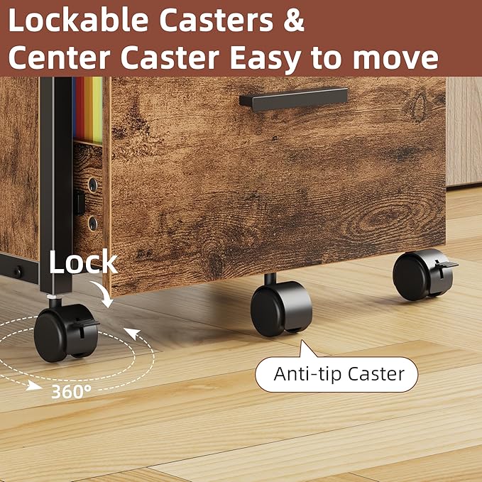 GYIIYUO 2 Wood Drawer Lockable File Cabinet