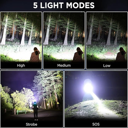 LED Rechargeable Headlamp, 3000 Lumens Super Bright Head Lamp with 5 Modes, 90°Adjustable, USB Rechargeable, Waterproof LED Headlamps for Adults Camping, Hiking, Climbing (2 Pack)