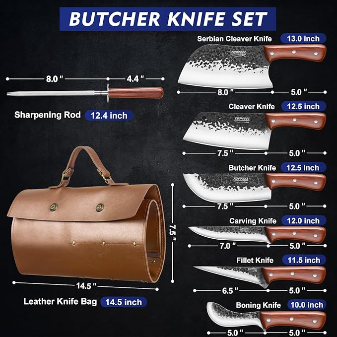 Topfeel 8PCS Chef Butcher Fish Knife Set