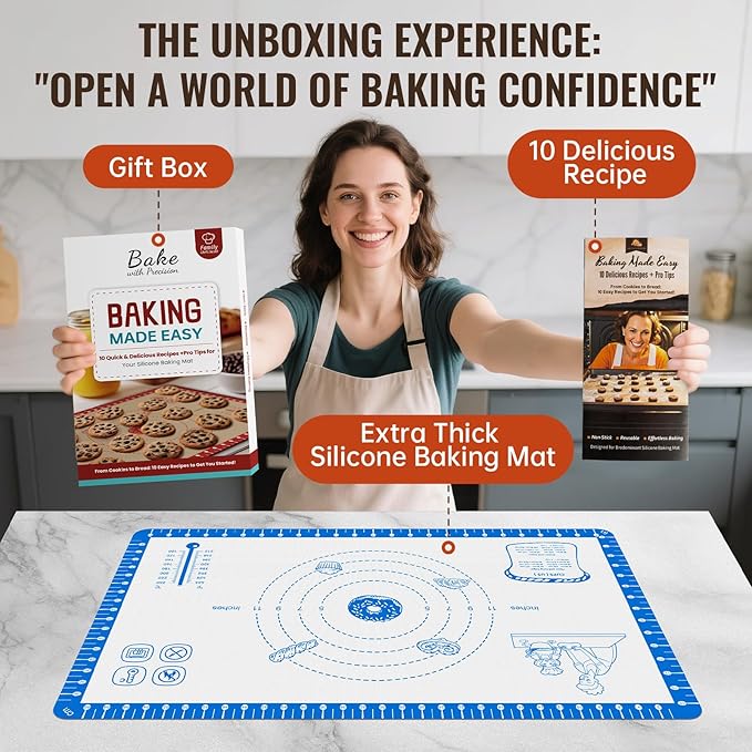 Baking Mats Silicone for Baking Sheet, Non Stick Pastry Mat for Dough Rolling