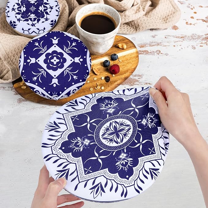 5 Pieces Bowl Covers Reusable, 5 Size Elastic Cloth Bowl Covers