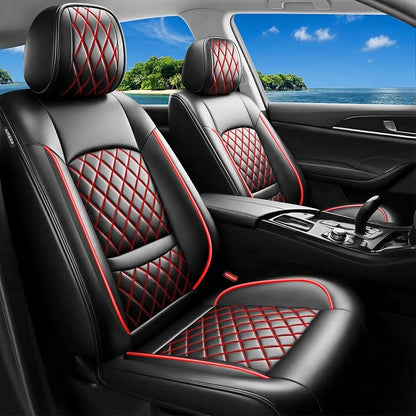 Car Seat Covers Compatible with Hyundai Venue 2020-2026 - Waterproof & Breathable Luxury Leather All-Weather Seat Cushions Protectors, Airbag Compatible, Only 2 Front seat Covers (Redline)