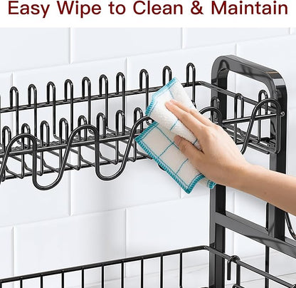 2 Tier Black Dish Drainer Drying Rack