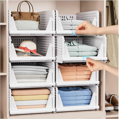 5 Pack Stackable Closet Storage Basket