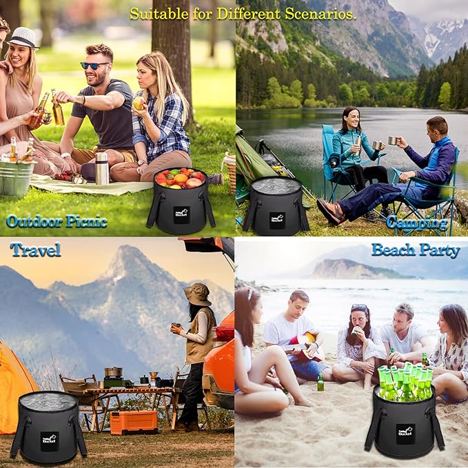 Esthesia Collapsible Bucket, 5 Gallon Portable Folding Water Container for Travelling, Camping, Hiking, Fishing, Gardening