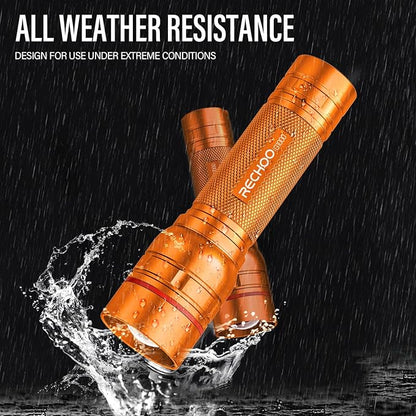 Rechargeable Flashlights High Lumens, G1000 Super Bright Flash Light 2 Pack, Small Zoomable LED Flashlight with 3 Lighting Modes, Portable Flashlight for Camping Essentials (Battery Included)-Orange