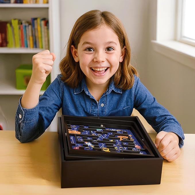 STERLING Games Wooden Labyrinth Space Shuttle Theme Tilt Maze Game with Marble Ball and 60 Waypoints for 6 Years Up, 13.5" x 13" Board