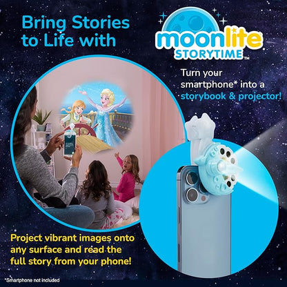 Moonlite Storytime Mini Projector with 10 Princesses Stories, A Magical Way to Read Together, Digital Storybooks, Fun Sound Effects, Learning Gifts for Kids Ages 1 and Up
