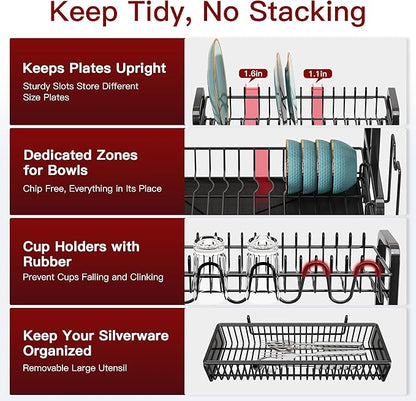 2 Tier Black Dish Drainer Drying Rack