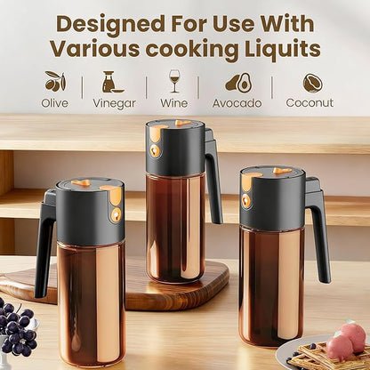 Olive Oil Spray Bottle Dispenser, 2-in-1 Glass Material Kitchen Cooking Oil