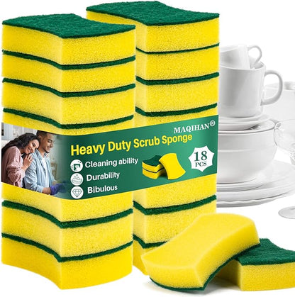 MAQIHAN 18PCS Heavy Duty Scrub Sponge