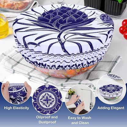 5 Pieces Bowl Covers Reusable, 5 Size Elastic Cloth Bowl Covers