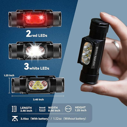 sofirn Bright Red Headlamp Rechargeable, H05B 1200 Lumens Lightweight Head Flashlight with Red Light, Adjustable Headband, 180 Degree Movable Tilt, Head Lamp for Adults Camping Hiking Fishing