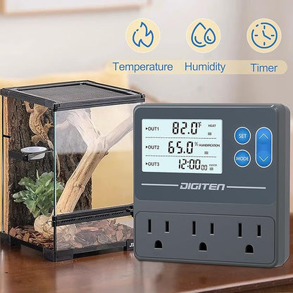 Digital Temperature Humidity Controller Pre-Wired Outlets