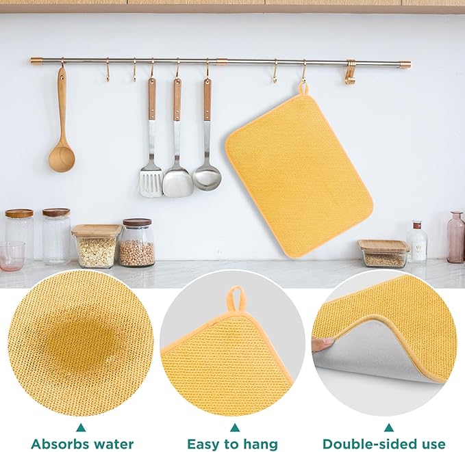 GeeRic Microfiber Dish Drying Mat, Super Absorbent Kitchen Dish Drying Pad