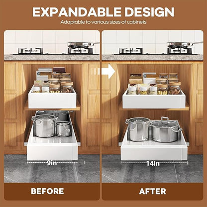 Seinloes 4 Pack Expandable Pull Out Cabinet Organizer 21" Deep