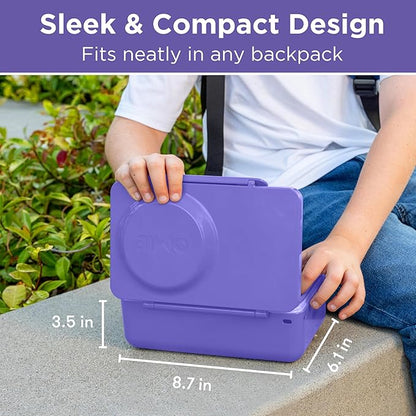 Omie OmieBox UP bento Box for Kids | Insulated Lunch Box | Leak Proof Vacuum Insulated Thermal Food jar | Cooler ice Pack | 2 Compartments (Galaxy Purple)