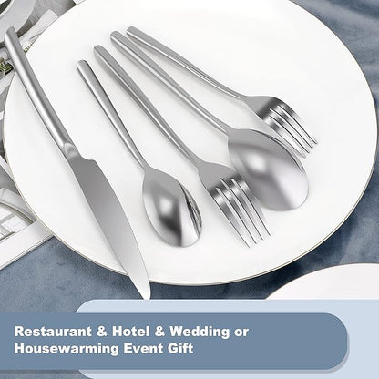 DEACORY Silverware Set Flatware Set Stainless Steel Cutlery Set with Streamlied Handle Mirror Finished Heavy 20 Pieces Home Kitchen Daily Use Wedding Housewarming Gift Dishwasher Safe Service for 4