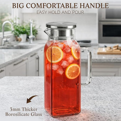 2 Pack Square Glass Pitcher