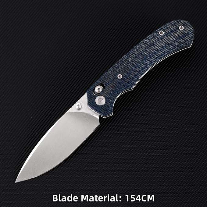Folding Knife,Pocket Knife,3.31??154CM Blade,Erogonomic Canvas Micarta Handle,Survival Camping Knife with Pocket Clip,EDC Knife for Camping, Hunting, Hiking, Survival,Blue