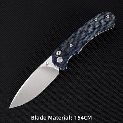 Folding Knife,Pocket Knife,3.31??154CM Blade,Erogonomic Canvas Micarta Handle,Survival Camping Knife with Pocket Clip,EDC Knife for Camping, Hunting, Hiking, Survival,Blue