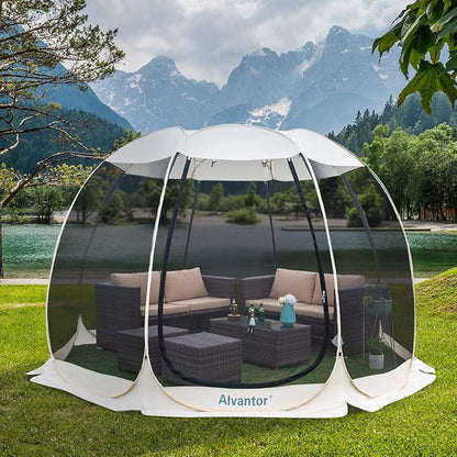 Alvantor Pop Up Screen Tent House Room Instant Outdoor Camping Canopy Sun Shelter Gazebo for Patio, Backyard & Deck, Privacy Tent(2-10 People, 8'x8' 10'x10' 12'x12')