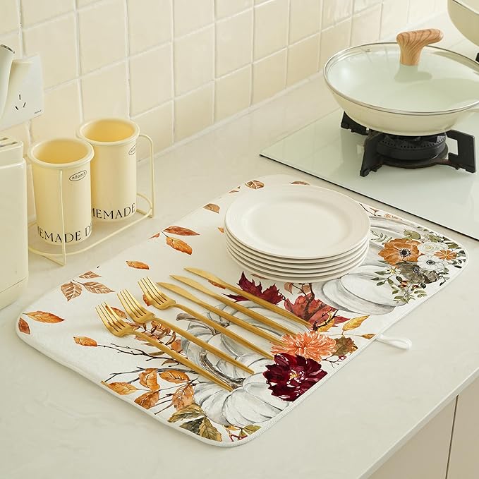 Fall Dish Drying Mat 18x24 Inches