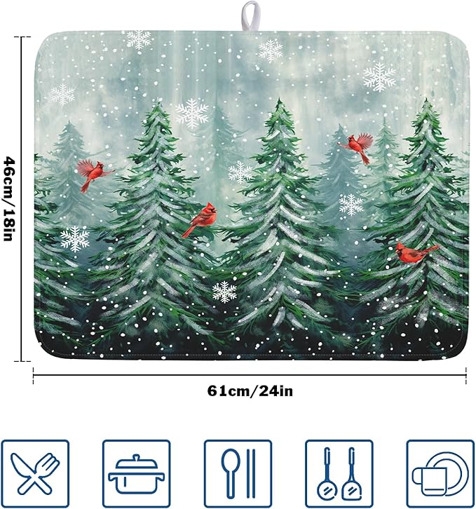 Winter Pines Tree Dish Drying Mats
