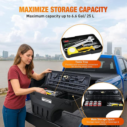 Nilight Truck Bed Tool Box Driver Side & Passenger Side Truck Toolbox Fit for Chevrolet Silverado GMC Sierra 1500 2500 3500 2007-2018 Swing Case Truck Bed Storage Box w Lockable Lid Wheel Well Toolbox