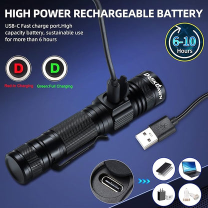 DARKDAWN UV 365nm Light Flashlight USB Rechargeable Ultraviolet LED Woods Lamp Portable Blacklight for cat Urine Detection Dry Stains, Uranium Glass, Resin Curing, D300 365 nm