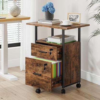 GYIIYUO 2 Wood Drawer Lockable File Cabinet