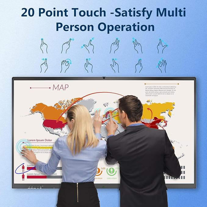YIXZSWD Smart Board, 55 Inch Interactive Whiteboard 4K Touchscreen Built in