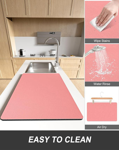 Rnivvi Dish Drying Mat for Kitchen Counter, 12 x 19" Super Absorbent Drainer